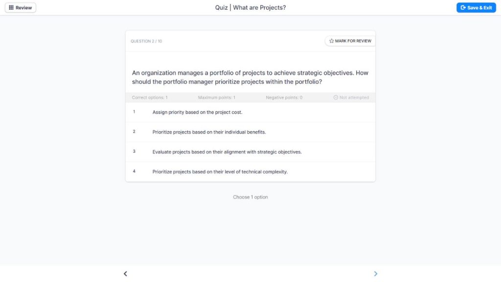 pmp training question screenshot