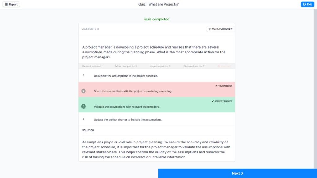 pmp training solution screenshot